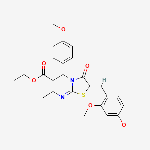 molecular formula C26H26N2O6S B3878111 ethyl 2-(2,4-dimethoxybenzylidene)-5-(4-methoxyphenyl)-7-methyl-3-oxo-2,3-dihydro-5H-[1,3]thiazolo[3,2-a]pyrimidine-6-carboxylate 