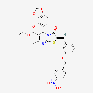 molecular formula C31H25N3O8S B3878139 ethyl 5-(1,3-benzodioxol-5-yl)-7-methyl-2-{3-[(4-nitrobenzyl)oxy]benzylidene}-3-oxo-2,3-dihydro-5H-[1,3]thiazolo[3,2-a]pyrimidine-6-carboxylate 