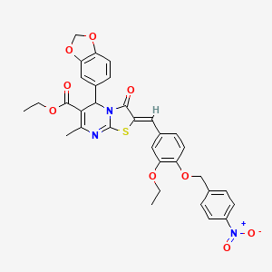 molecular formula C33H29N3O9S B3878157 ethyl 5-(1,3-benzodioxol-5-yl)-2-{3-ethoxy-4-[(4-nitrobenzyl)oxy]benzylidene}-7-methyl-3-oxo-2,3-dihydro-5H-[1,3]thiazolo[3,2-a]pyrimidine-6-carboxylate 