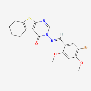 molecular formula C19H18BrN3O3S B3878178 3-[(5-bromo-2,4-dimethoxybenzylidene)amino]-5,6,7,8-tetrahydro[1]benzothieno[2,3-d]pyrimidin-4(3H)-one 