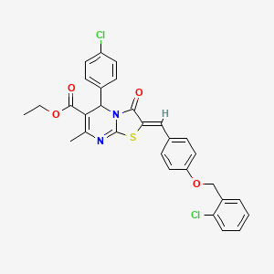 molecular formula C30H24Cl2N2O4S B3878193 ethyl 2-{4-[(2-chlorobenzyl)oxy]benzylidene}-5-(4-chlorophenyl)-7-methyl-3-oxo-2,3-dihydro-5H-[1,3]thiazolo[3,2-a]pyrimidine-6-carboxylate 