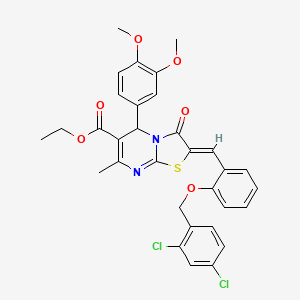 molecular formula C32H28Cl2N2O6S B3878238 ethyl 2-{2-[(2,4-dichlorobenzyl)oxy]benzylidene}-5-(3,4-dimethoxyphenyl)-7-methyl-3-oxo-2,3-dihydro-5H-[1,3]thiazolo[3,2-a]pyrimidine-6-carboxylate 