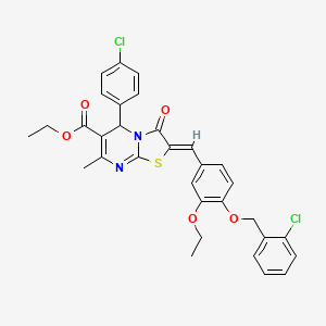 molecular formula C32H28Cl2N2O5S B3878254 ethyl 2-{4-[(2-chlorobenzyl)oxy]-3-ethoxybenzylidene}-5-(4-chlorophenyl)-7-methyl-3-oxo-2,3-dihydro-5H-[1,3]thiazolo[3,2-a]pyrimidine-6-carboxylate 