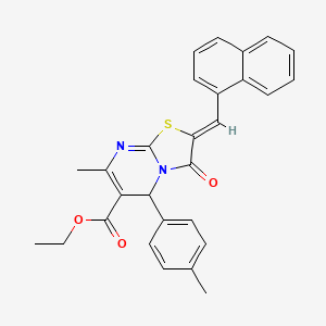 molecular formula C28H24N2O3S B3878266 ethyl 7-methyl-5-(4-methylphenyl)-2-(1-naphthylmethylene)-3-oxo-2,3-dihydro-5H-[1,3]thiazolo[3,2-a]pyrimidine-6-carboxylate 