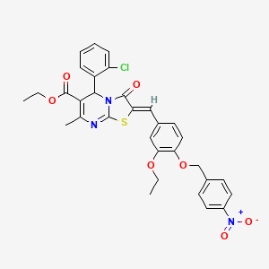 molecular formula C32H28ClN3O7S B3878278 ethyl 5-(2-chlorophenyl)-2-{3-ethoxy-4-[(4-nitrobenzyl)oxy]benzylidene}-7-methyl-3-oxo-2,3-dihydro-5H-[1,3]thiazolo[3,2-a]pyrimidine-6-carboxylate 