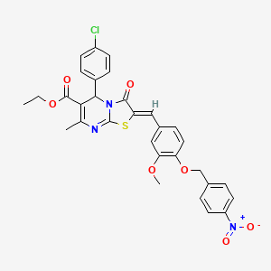 molecular formula C31H26ClN3O7S B3878323 ethyl 5-(4-chlorophenyl)-2-{3-methoxy-4-[(4-nitrobenzyl)oxy]benzylidene}-7-methyl-3-oxo-2,3-dihydro-5H-[1,3]thiazolo[3,2-a]pyrimidine-6-carboxylate 