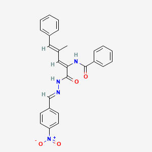 molecular formula C26H22N4O4 B3878335 N-(3-methyl-1-{[2-(4-nitrobenzylidene)hydrazino]carbonyl}-4-phenyl-1,3-butadien-1-yl)benzamide 