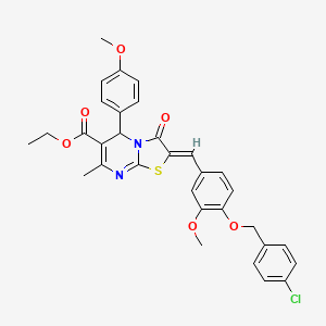 molecular formula C32H29ClN2O6S B3878357 ethyl 2-{4-[(4-chlorobenzyl)oxy]-3-methoxybenzylidene}-5-(4-methoxyphenyl)-7-methyl-3-oxo-2,3-dihydro-5H-[1,3]thiazolo[3,2-a]pyrimidine-6-carboxylate 