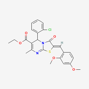 molecular formula C25H23ClN2O5S B3878360 ethyl 5-(2-chlorophenyl)-2-(2,4-dimethoxybenzylidene)-7-methyl-3-oxo-2,3-dihydro-5H-[1,3]thiazolo[3,2-a]pyrimidine-6-carboxylate 