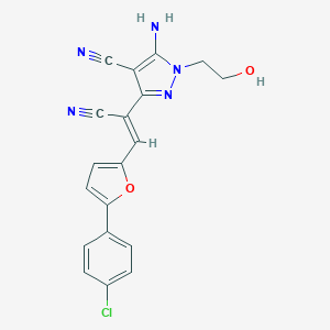 molecular formula C19H14ClN5O2 B387837 5-amino-3-{(Z)-2-[5-(4-chlorophenyl)furan-2-yl]-1-cyanoethenyl}-1-(2-hydroxyethyl)-1H-pyrazole-4-carbonitrile 