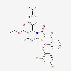 molecular formula C32H29Cl2N3O4S B3878405 ethyl 2-{2-[(2,4-dichlorobenzyl)oxy]benzylidene}-5-[4-(dimethylamino)phenyl]-7-methyl-3-oxo-2,3-dihydro-5H-[1,3]thiazolo[3,2-a]pyrimidine-6-carboxylate 