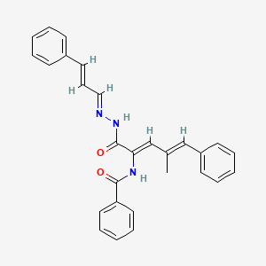 molecular formula C28H25N3O2 B3878411 N-(3-methyl-4-phenyl-1-{[2-(3-phenyl-2-propen-1-ylidene)hydrazino]carbonyl}-1,3-butadien-1-yl)benzamide 