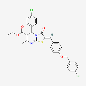 molecular formula C30H24Cl2N2O4S B3878420 ethyl 2-{4-[(4-chlorobenzyl)oxy]benzylidene}-5-(4-chlorophenyl)-7-methyl-3-oxo-2,3-dihydro-5H-[1,3]thiazolo[3,2-a]pyrimidine-6-carboxylate 