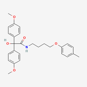 molecular formula C27H31NO5 B3878426 2-hydroxy-2,2-bis(4-methoxyphenyl)-N-[4-(4-methylphenoxy)butyl]acetamide 