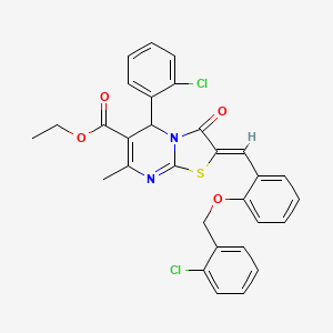 molecular formula C30H24Cl2N2O4S B3878429 ethyl 2-{2-[(2-chlorobenzyl)oxy]benzylidene}-5-(2-chlorophenyl)-7-methyl-3-oxo-2,3-dihydro-5H-[1,3]thiazolo[3,2-a]pyrimidine-6-carboxylate 