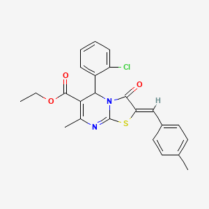 molecular formula C24H21ClN2O3S B3878430 ethyl 5-(2-chlorophenyl)-7-methyl-2-(4-methylbenzylidene)-3-oxo-2,3-dihydro-5H-[1,3]thiazolo[3,2-a]pyrimidine-6-carboxylate 