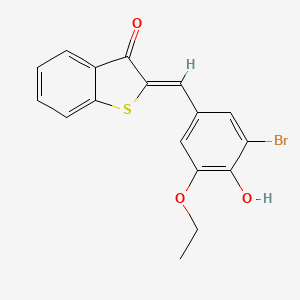 molecular formula C17H13BrO3S B3878457 2-(3-bromo-5-ethoxy-4-hydroxybenzylidene)-1-benzothiophen-3(2H)-one 
