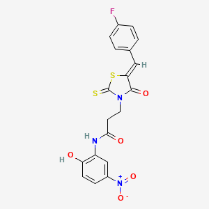 molecular formula C19H14FN3O5S2 B3878499 3-[5-(4-fluorobenzylidene)-4-oxo-2-thioxo-1,3-thiazolidin-3-yl]-N-(2-hydroxy-5-nitrophenyl)propanamide 