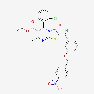 molecular formula C30H24ClN3O6S B3878500 ethyl 5-(2-chlorophenyl)-7-methyl-2-{3-[(4-nitrobenzyl)oxy]benzylidene}-3-oxo-2,3-dihydro-5H-[1,3]thiazolo[3,2-a]pyrimidine-6-carboxylate 