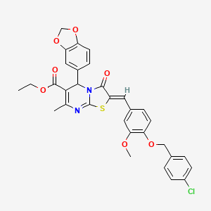ethyl 5-(1,3-benzodioxol-5-yl)-2-{4-[(4-chlorobenzyl)oxy]-3-methoxybenzylidene}-7-methyl-3-oxo-2,3-dihydro-5H-[1,3]thiazolo[3,2-a]pyrimidine-6-carboxylate