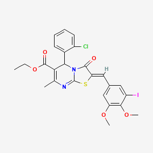 molecular formula C25H22ClIN2O5S B3878514 ethyl 5-(2-chlorophenyl)-2-(3-iodo-4,5-dimethoxybenzylidene)-7-methyl-3-oxo-2,3-dihydro-5H-[1,3]thiazolo[3,2-a]pyrimidine-6-carboxylate 