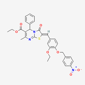 molecular formula C32H29N3O7S B3878522 ethyl 2-{3-ethoxy-4-[(4-nitrobenzyl)oxy]benzylidene}-7-methyl-3-oxo-5-phenyl-2,3-dihydro-5H-[1,3]thiazolo[3,2-a]pyrimidine-6-carboxylate 
