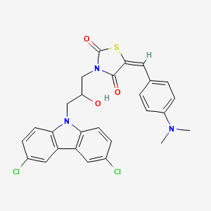 molecular formula C27H23Cl2N3O3S B3878525 3-[3-(3,6-dichloro-9H-carbazol-9-yl)-2-hydroxypropyl]-5-[4-(dimethylamino)benzylidene]-1,3-thiazolidine-2,4-dione 