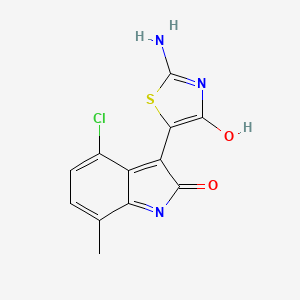 molecular formula C12H8ClN3O2S B3878528 4-chloro-3-(2-imino-4-oxo-1,3-thiazolidin-5-ylidene)-7-methyl-1,3-dihydro-2H-indol-2-one 