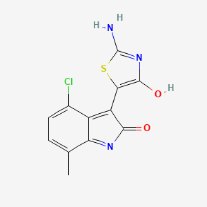 4-chloro-3-(2-imino-4-oxo-1,3-thiazolidin-5-ylidene)-7-methyl-1,3-dihydro-2H-indol-2-one