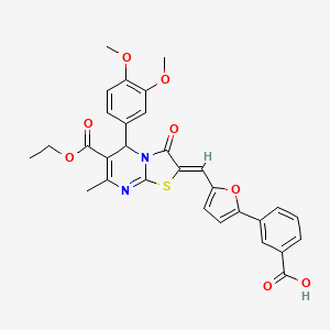 3-(5-{[5-(3,4-dimethoxyphenyl)-6-(ethoxycarbonyl)-7-methyl-3-oxo-5H-[1,3]thiazolo[3,2-a]pyrimidin-2(3H)-ylidene]methyl}-2-furyl)benzoic acid