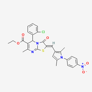 molecular formula C29H25ClN4O5S B3878553 ethyl 5-(2-chlorophenyl)-2-{[2,5-dimethyl-1-(4-nitrophenyl)-1H-pyrrol-3-yl]methylene}-7-methyl-3-oxo-2,3-dihydro-5H-[1,3]thiazolo[3,2-a]pyrimidine-6-carboxylate 