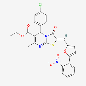 molecular formula C27H20ClN3O6S B3878564 ethyl 5-(4-chlorophenyl)-7-methyl-2-{[5-(2-nitrophenyl)-2-furyl]methylene}-3-oxo-2,3-dihydro-5H-[1,3]thiazolo[3,2-a]pyrimidine-6-carboxylate 