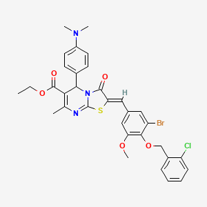 ethyl 2-{3-bromo-4-[(2-chlorobenzyl)oxy]-5-methoxybenzylidene}-5-[4-(dimethylamino)phenyl]-7-methyl-3-oxo-2,3-dihydro-5H-[1,3]thiazolo[3,2-a]pyrimidine-6-carboxylate