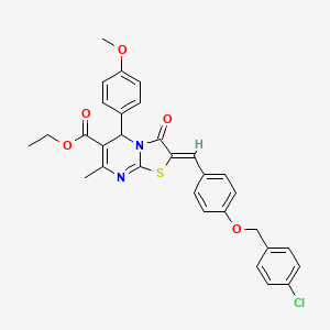 molecular formula C31H27ClN2O5S B3878583 ethyl 2-{4-[(4-chlorobenzyl)oxy]benzylidene}-5-(4-methoxyphenyl)-7-methyl-3-oxo-2,3-dihydro-5H-[1,3]thiazolo[3,2-a]pyrimidine-6-carboxylate 