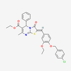 ethyl 2-{4-[(4-chlorobenzyl)oxy]-3-ethoxybenzylidene}-7-methyl-3-oxo-5-phenyl-2,3-dihydro-5H-[1,3]thiazolo[3,2-a]pyrimidine-6-carboxylate