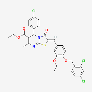 molecular formula C32H27Cl3N2O5S B3878602 ethyl 5-(4-chlorophenyl)-2-{4-[(2,4-dichlorobenzyl)oxy]-3-ethoxybenzylidene}-7-methyl-3-oxo-2,3-dihydro-5H-[1,3]thiazolo[3,2-a]pyrimidine-6-carboxylate 