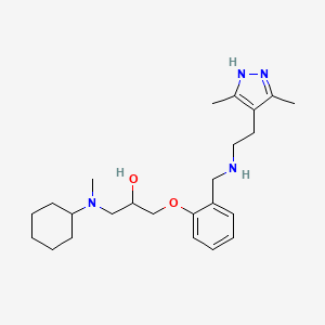 molecular formula C24H38N4O2 B3878610 1-[cyclohexyl(methyl)amino]-3-[2-({[2-(3,5-dimethyl-1H-pyrazol-4-yl)ethyl]amino}methyl)phenoxy]-2-propanol 