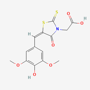molecular formula C14H13NO6S2 B3878633 [5-(4-hydroxy-3,5-dimethoxybenzylidene)-4-oxo-2-thioxo-1,3-thiazolidin-3-yl]acetic acid 