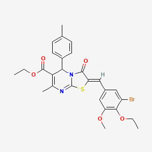 ethyl 2-(3-bromo-4-ethoxy-5-methoxybenzylidene)-7-methyl-5-(4-methylphenyl)-3-oxo-2,3-dihydro-5H-[1,3]thiazolo[3,2-a]pyrimidine-6-carboxylate