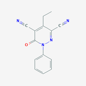 molecular formula C14H10N4O B387864 4-Ethyl-6-oxo-1-phenyl-1,6-dihydro-3,5-pyridazinedicarbonitrile 