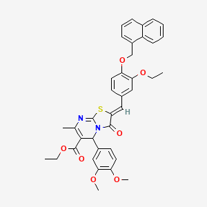 molecular formula C38H36N2O7S B3878643 ethyl 5-(3,4-dimethoxyphenyl)-2-[3-ethoxy-4-(1-naphthylmethoxy)benzylidene]-7-methyl-3-oxo-2,3-dihydro-5H-[1,3]thiazolo[3,2-a]pyrimidine-6-carboxylate 