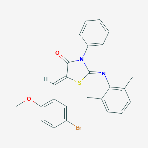 molecular formula C25H21BrN2O2S B387865 (2Z,5Z)-5-(5-bromo-2-methoxybenzylidene)-2-[(2,6-dimethylphenyl)imino]-3-phenyl-1,3-thiazolidin-4-one 