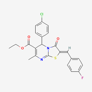 molecular formula C23H18ClFN2O3S B3878653 ethyl 5-(4-chlorophenyl)-2-(4-fluorobenzylidene)-7-methyl-3-oxo-2,3-dihydro-5H-[1,3]thiazolo[3,2-a]pyrimidine-6-carboxylate 