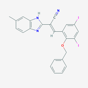 molecular formula C24H17I2N3O B387867 3-[2-(benzyloxy)-3,5-diiodophenyl]-2-(5-methyl-1H-benzimidazol-2-yl)acrylonitrile 