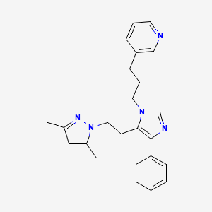 molecular formula C24H27N5 B3878677 3-(3-{5-[2-(3,5-dimethyl-1H-pyrazol-1-yl)ethyl]-4-phenyl-1H-imidazol-1-yl}propyl)pyridine 