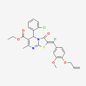 molecular formula C27H25ClN2O5S B3878708 ethyl 2-[4-(allyloxy)-3-methoxybenzylidene]-5-(2-chlorophenyl)-7-methyl-3-oxo-2,3-dihydro-5H-[1,3]thiazolo[3,2-a]pyrimidine-6-carboxylate 