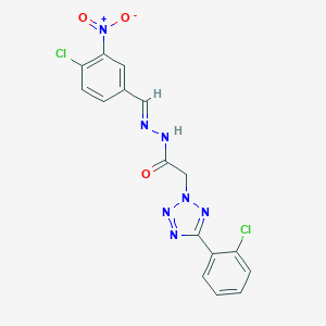 molecular formula C16H11Cl2N7O3 B387875 N'-{4-chloro-3-nitrobenzylidene}-2-[5-(2-chlorophenyl)-2H-tetraazol-2-yl]acetohydrazide 