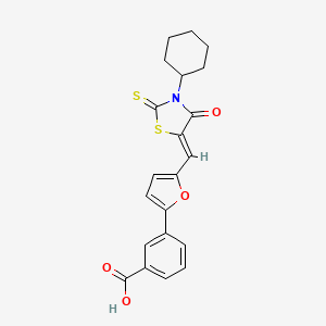3-{5-[(3-cyclohexyl-4-oxo-2-thioxo-1,3-thiazolidin-5-ylidene)methyl]-2-furyl}benzoic acid
