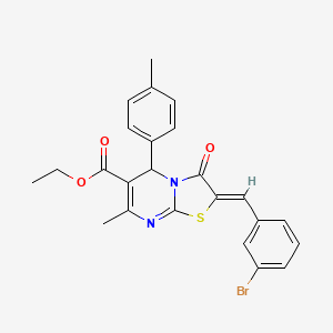 molecular formula C24H21BrN2O3S B3878777 ethyl 2-(3-bromobenzylidene)-7-methyl-5-(4-methylphenyl)-3-oxo-2,3-dihydro-5H-[1,3]thiazolo[3,2-a]pyrimidine-6-carboxylate 