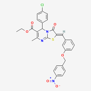 molecular formula C30H24ClN3O6S B3878778 ethyl 5-(4-chlorophenyl)-7-methyl-2-{3-[(4-nitrobenzyl)oxy]benzylidene}-3-oxo-2,3-dihydro-5H-[1,3]thiazolo[3,2-a]pyrimidine-6-carboxylate 